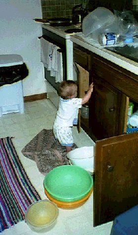 Uh-Oh, Joshua found the cupboards!
